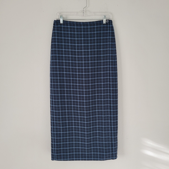 Harris Wallace Dresses & Skirts - Harris Wallace Vintage Plaid Wrap Skirt Blue
